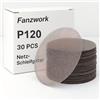 FANZTOOL FANZWORK 30 pezzi di carta vetrata con velcro da 150 mm per smerigliatrici eccentriche, grana P120 - Set di carta vetrata per legno, metallo, plastica e vernice