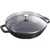 Staub Specialities Wok con coperchio in vetro rotondo - 30 cm, nero