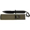 MFH COLTELLO NERO MANICO NYLON FODERO INCORDURA