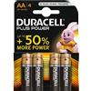 DURACELL BATTERIE DURACELL STILO AA PLUS POWER ALKALINE CONF. 4PZ