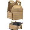 DEFCON 5 CORPETTO TATTICO IMBOTTITO VEST CARRIER CON CINTURONE COYOTE TAN