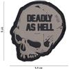 V-STORM PATCH 3D IN PVC CON VELCRO TESCHIO DEADLY AS HELL GRIGIA