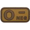 MFH PATCH GRUPPO SANGUIGNO 0 NEGATIVO IN GOMMA TAN CON VELCRO