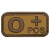 MFH PATCH GRUPPO SANGUIGNO 0 POSITIVO IN GOMMA TAN CON VELCRO