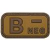 MFH PATCH GRUPPO SANGUIGNO B NEGATIVO IN GOMMA TAN CON VELCRO