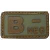 EUMAR PATCH GRUPPO SANGUIGNO B NEGATIVO IN GOMMA TAN CON VELCRO