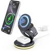 Zealsound Caricatore Wireless, Stazione di Ricarica 3 in 1 per *Phone 8-15, 15W Caricatore Magnetico Pieghevole con USB-C e Adattatore 30W, Compatibile con Apple Watch 2-9/SE/Ultra e Pods Pro 2/3/4