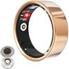 LONGLU Anello intelligente per uomo e donna, con frequenza cardiaca, ossigeno nel sangue, sonno/sport, IP68, impermeabile, per iPhone e Android (Oro, 10)