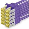 1aTTack.de Cavo di rete Ethernet Lan Cat.7 SFTP spina RJ45 Cat6a doppia schermatura 10000 Mbit/s compatibile con Cat5 Cat6 Cat6a Cat8 per switch Router Modem Patchpanel Viola / 10 pz 0,25m