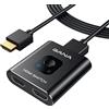 GANA Splitter HDMI 4K 60Hz 2 in 1 Out Switcher con cavo da 1 m, alloggiamento in alluminio, HDCP2.2 UHD 3D per PS5/4, Xbox, Blu-Ray DVD, Fire TV Stick, Chromecast, monitor