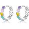 IMINI Orecchino a Cerchio Piccolo Cuore d'Amore Colorato Per Donne Ragazze Argento Sterling 925 Mini Piccolo Rotondo Sleeper Polsino Cartilagine Promessa Dichiarazione Moda Regali Gioielli San Valentino