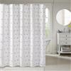 Madison Park Sophie - Tenda da doccia alla moda con pompon strutturati, decorazione moderna per il bagno, lavabile in lavatrice, schermo privacy per il bagno, 183 x 183 cm, colore: bianco/fard