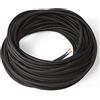 Amarcords - Cavo elettrico tessile colore NERO, tondo, seta, 20 metri, a 2 conduttori 2x0,75 - Filo rivestito in tessuto colorato vintage per lampade lampadari applique e abat jour.