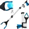 ZUPAPJO 90 cm Pinza Raccogli Oggetti Pieghevole in Alluminio, Pinza Telescopica Pieghevole con Testa Rotante 360°, con Magnetiche, Adatto per Anziani, Disabili e Donne Incinte, Blu