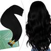 Ugeat Extension Capelli Veri Nanoring 50 cm 50grammi Neri Extension Nano Ring Capelli Veri Nero Traspiranti Remy Lisci Umani Invisbili 50 ciocche