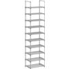 SONGMICS Scarpiera, Scarpiera a 10 Ripiani, Design Fai da Te, Salvaspazio, per Cucina, Camera da Letto, Soggiorno, 45 x 30 x 174 cm, Grigio/Nero