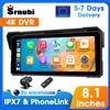 srnubi 7/8.1 pollici Moto 4K DVR WIFI portatile Moto Navigazione GPS per Wireless Carplay Android Auto IPX7 Schermo impermeabile Dual BT