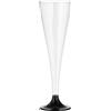 6 Flûte Champagne Trasparente Monouso - Calice Elegante Con Base Nera 120 Ml | Ideale Per Eventi E Ricevimenti