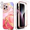 SHEDEER Cover per Iphone 16 Pro Max, Cover per Iphone 16 Pro Max Glitter Protezione Fotocamera & Vetro Temperato& Paraurti, Custodia per Iphone 16 Pro Max 360 Protezione, Aesthetic, Antiurto,Rosa
