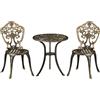 Outsunny Set Bistrò da Giardino 3 Pezzi con 2 Sedie da Giardino e Tavolino Rotondo con Foro per Ombrellone, Set Tavolo e Sedie da Giardino in Alluminio, per Patio, Cortile, Esterno, Bronzo | Aosom Italy
