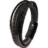 SHIEAGLELD Bracciale Uomo Pelle Classico Cuoio Braccialetto Uomo con Calamita Fibbia in Acciaio Inossidabile ed Esclusivo Portagioie per Braccialetti l'idea di Regali