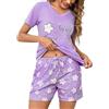 Litherday Pigiama Donna Cotone Estivo Corto Set Due Pezzi con Maglia Scollo a V Pantaloncini con Coulisse e Tasche Morbido Leggero da Casa e da Notte Taglie,Cielo Blu,L