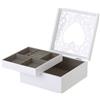 BAKAJI Portagioie in Legno Bianco Scatola Organizer Porta Gioielli Design Shabby Chic
