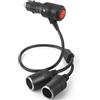 Funyord presa accendisigari 12v, prolunga per accendisigari con spina e presa, Cavo di prolunga per auto, 16AWG Adattatore Accendisigari 12V / 24V (0.5 metri)