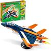 LEGO Creator 3in1 Supersonic-Jet 31126 Building Kit; Build a Jet Plane and Rebuild It into a Helicopter or a Speed Boat Toy; A Creative Gift for Passionate Fans Aged 7+ (215 Pieces)