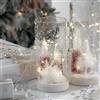 MASCAGNI CASA Bicchiere in Vetro con LED Albero e Cervo Bianco 20cm Decorazione Natalizia