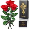 SERIONR Rosa Stabilizzata, Rosa Eterna con Steli Regalo per Donna, 3 Veri Fiori Stabilizzati, Rosa Rossa per Madre, Moglie, Amica, Donne, Compleanno, San Valentino, Festa Della Mamma, Regalo Natale