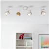 Lightbox Faretto da soffitto a LED con luce bianca calda - Tubo spot a 4 fiamme con teste orientabili - Plafoniera con lampadina inclusa e sostituibile - Metallo bianco/legno
