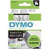 Dymo d1 - standard etichette - nero su trasparente - 9mm x 7m