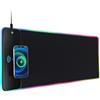 QUMOX Tappetino Mouse RGB con Ricarica Wireless 15W, 10 Modalità LED, 800x300mm, Base Antiscivolo per PC, Gaming, Scrivania