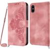 Netany Cover per iPhone XS Max con Cordino, Flip Portafoglio Custodia in Pelle, [2 Porta Carte][Chiusura Magnetica],Custodia Libro Antiurto Cover con Laccio per iPhone XS Max (6,5 Pollici) (Rosa)