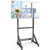 Techly Supporto da Pavimento TV LCD LED 55-100" Nero Altezza Regolabile con Mensola