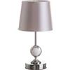 BAKAJI Lampada da Tavolo Porcellana Argento Lume Comodino Paralume Tessuto 34x17x17 cm