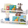 Gieanoo Set di 2 mensole galleggianti bianche in legno massello naturale, 60 cm, per la cameretta dei bambini, da montare a parete, per la cameretta dei bambini, per la camera dei bambini, il bagno e