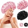 Fefod Berretto di Seta, 2pcs Cuffia Seta Capelli Notte con 2 Elastici, Regolabile Cuffia di Seta Elastico, Morbido e Confortevole Berretto da Notte Raso, Adatto Protezione per Capelli Lunghi/Ricci