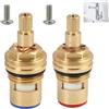 Zuahaly 2 Pezzi Vitoni in Ceramica Per Rubinetti, Universali Per Acqua Fredda E Calda - Vitoni Di Ricambio Con 20 Ingranaggi, Lunghezza 53 Mm, Ottone Di Alta Qualità Per Cucina E Bagno Vitone Rubinetto