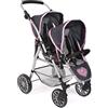 Bayer Chic 2000 - Passeggino gemellare per bambole Twinny, passeggino gemellare per bambini dai 4 agli 8 anni, grigio melange