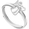 CLEVER SCHMUCK Anello da ragazza con angelo a forma di cuore, in argento sterling 925, misura universale, regolabile, per bambini in custodia per gioielli, Metallo