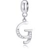 GLOWDAS Lettera G Charms Iniziale G Alfabeto Ciondolo Perline, 925 Argento Sterling Letra Pendante con CZ Trasparente, Fit Braccialetto di Laurea Pandora, Regali per la Madrina/Nonna/Nipote