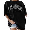 Niwicee T-Shirt Donna Maglietta Manica Corta Tinta Unita Lettera Girocollo Tops Manica Casual Camicetta Pullover Primavera Estate Sciolto Felpe Moda Camicia Tshirt Sportivi-Grigio Scuro-S