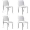 Set 4 sedie in resina impilabili da interno ed esterno made in Italy mod. Sofia Bianca