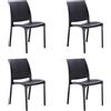 Set 4 sedie in resina impilabili da interno ed esterno made in Italy mod. Sofia Nera