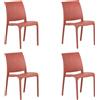Set 4 sedie in resina impilabili da interno ed esterno made in Italy mod. Sofia Rossa