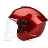 LIONCIANO Metà Aperto Faccia Casco Del Motociclo Con Visiera Riflettente，Casco Modulare Scooter，l'Anti-Collisione Protegge La Sicurezza Stradale Degli Utenti(Rosso Rubino)