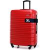WITTCHEN Valigia da viaggio grande trolley valigia check-in guscio rigido ABS 4 ruote piroettanti chiusura a combinazione maniglia telescopica Groove Line rosso Ryanair/ITA Airways/easyJet/Wizz Air