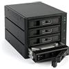 FANTEC 2192 BP-T3141 SAS I,II + SATA I, II,III backplane per 4X 3,5/2,5 HDD/SSD in un alloggiamento da 3X 5,25. Con una ventola da 80 mm sul retro. Alloggiamento in alluminio e frontale in nero.